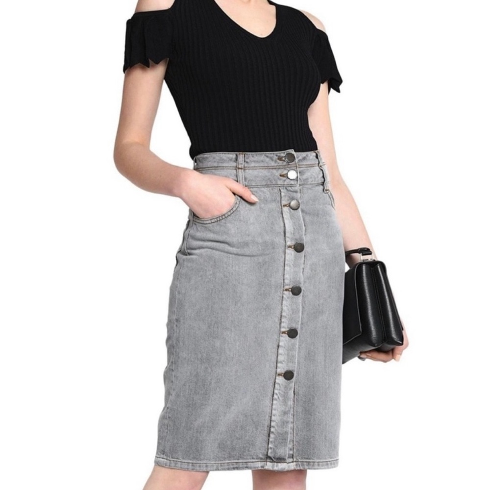 Maje Denim Skirt in Gray Size 36